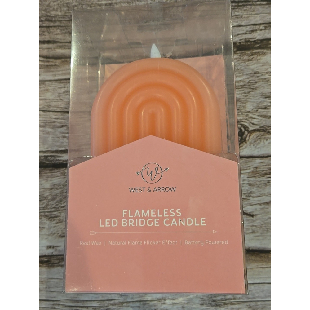 West & Arrow Teen 6.3" Flameless Arch Candle Pink 1 In Box New-Sealed (231)